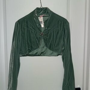 Elegant Green Velvet Women Top